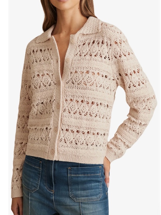 Reiss Sweaters - Reiss Cindy Crochet Cardigan - Cream